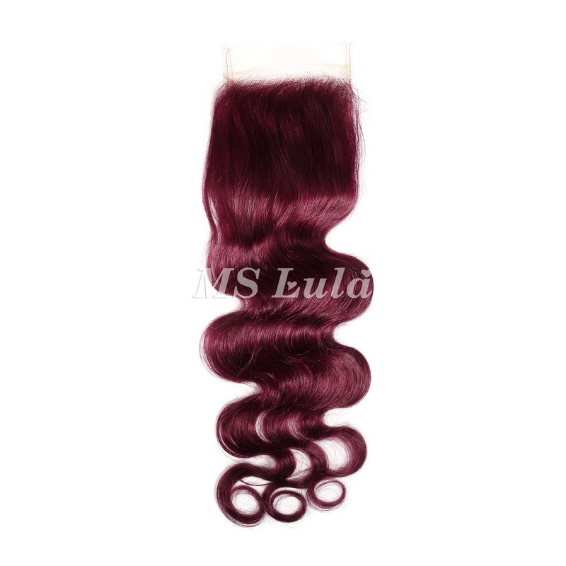 Body Wave #99J Virgin Human Hair 4x4 13x4 Transparent Lace Closure/Frontal - 图片 2